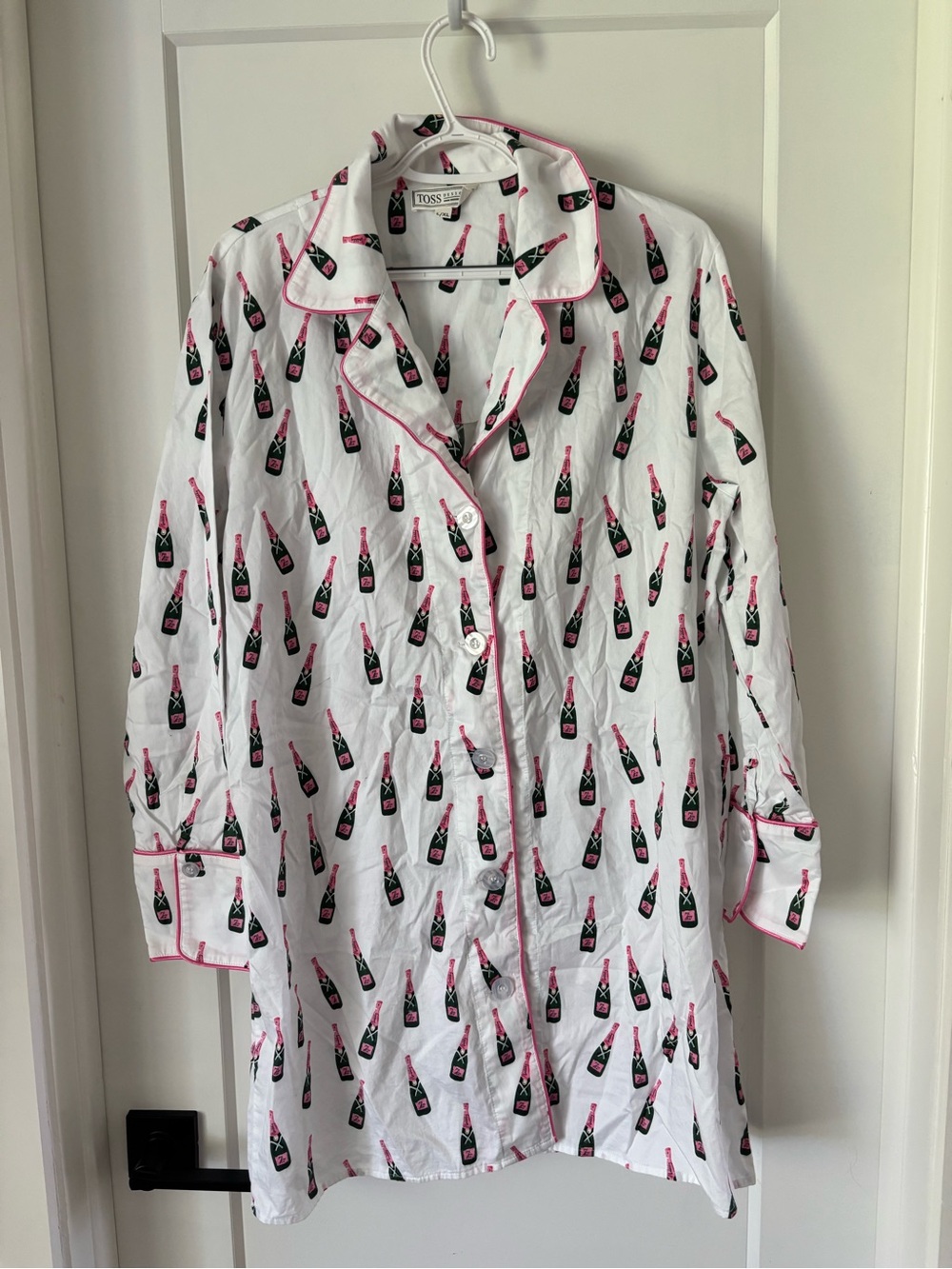 Toss Designs $88 Sleep Tight Champagne Bottle Night Shirt Size L/XL - Picture 3 of 8